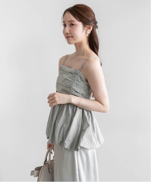 RANDA（ランダ）の「ペプラムバルーンビスチェ＆サテンナロースカートセット（ワンピース・レディース・クリーム/ミント/ブラウン・1/0）」の8枚目の写真