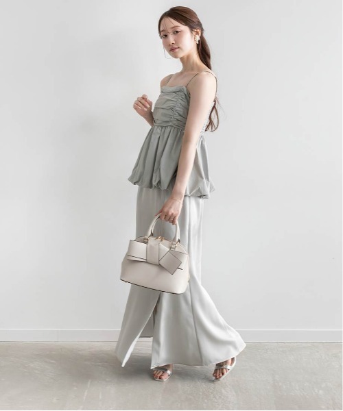 RANDA（ランダ）の「ペプラムバルーンビスチェ＆サテンナロースカートセット（ワンピース・レディース・クリーム/ミント/ブラウン・1/0）」の11枚目の写真