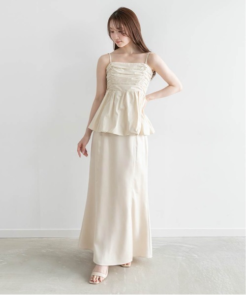 RANDA（ランダ）の「ペプラムバルーンビスチェ＆サテンナロースカートセット（ワンピース・レディース・クリーム/ミント/ブラウン・1/0）」の15枚目の写真