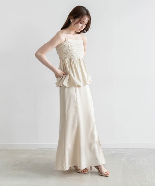 RANDA（ランダ）の「ペプラムバルーンビスチェ＆サテンナロースカートセット（ワンピース・レディース・クリーム/ミント/ブラウン・1/0）」の16枚目の写真