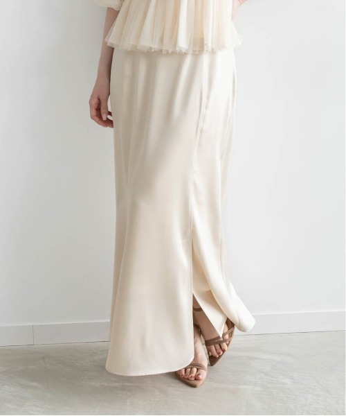 RANDA（ランダ）の「ペプラムバルーンビスチェ＆サテンナロースカートセット（ワンピース・レディース・クリーム/ミント/ブラウン・1/0）」の17枚目の写真