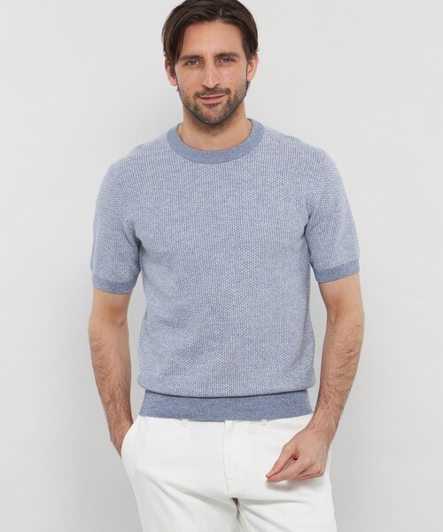 MACKINTOSH LONDON（マッキントッシュ ロンドン）の「交編メランジコットンニットT（Tシャツ/カットソー・メンズ・ブルー系その他2/グレー/ライトイエロー/ベージュ・M/XL/L）」の3枚目の写真