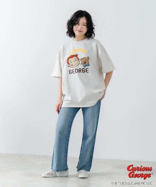UNIIT(ユニット)の「【CURIOUS GEORGE/おさるのジョージ】オリジナルデザイン Tシャツ ジョージ ドロップショルダー ビッグシルエット ユニセックス(Tシャツ/カットソー・メンズ・ホワイト/オフホワイト/ダークグリーン・X-LARGE/SMALL/LARGE/MEDIUM)」の22枚目の写真