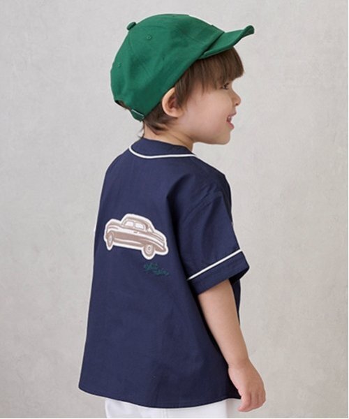petit main（プティマイン）の「ベースボール半袖シャツ（シャツ/ブラウス・キッズ・オフホワイト/カラフル・120cm/80ｃｍ/130cm/100cm/90cm/110cm）」の3枚目の写真