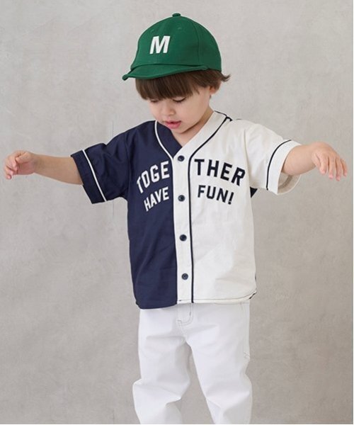 petit main（プティマイン）の「ベースボール半袖シャツ（シャツ/ブラウス・キッズ・オフホワイト/カラフル・120cm/80ｃｍ/130cm/100cm/90cm/110cm）」の4枚目の写真