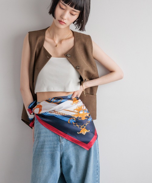 LOWRYS FARM（ローリーズファーム）の「スカーフ１１０＊１１０ 494427（バンダナ/スカーフ・レディース・ピンク/ブルー/オレンジ/ブルー系その他7・FREE）」の2枚目の写真