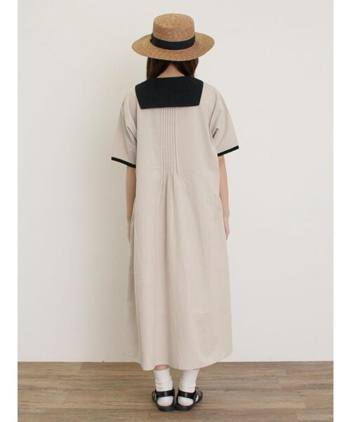 Samansa Mos2（サマンサ モスモス）の「【S/Mサイズ】セーラー襟前立てレース配色ワンピース（ワンピース・レディース・ダークブラウン/ブルー/キナリ・S/M）」の18枚目の写真