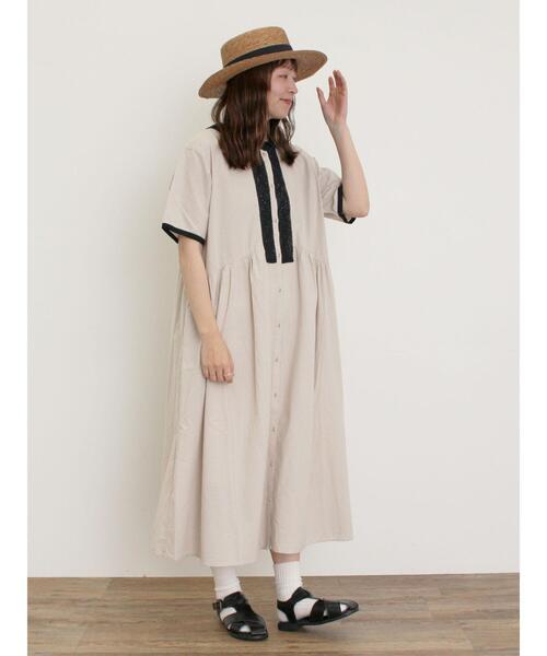 Samansa Mos2（サマンサ モスモス）の「【S/Mサイズ】セーラー襟前立てレース配色ワンピース（ワンピース・レディース・ダークブラウン/ブルー/キナリ・S/M）」の10枚目の写真