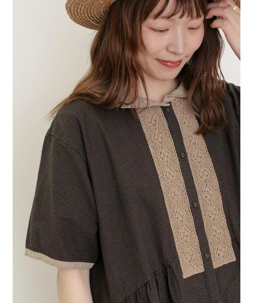 Samansa Mos2（サマンサ モスモス）の「【S/Mサイズ】セーラー襟前立てレース配色ワンピース（ワンピース・レディース・ダークブラウン/ブルー/キナリ・S/M）」の12枚目の写真