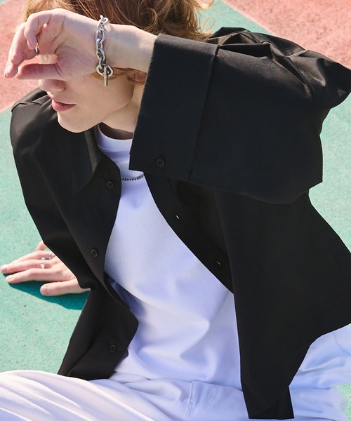 ANEDIST（アンディスト）の「ネクタイ付きワイドスリーブショート丈シャツ（シャツ/ブラウス・メンズ・ホワイト/ブラック/サックスブルー・M/L）」の11枚目の写真