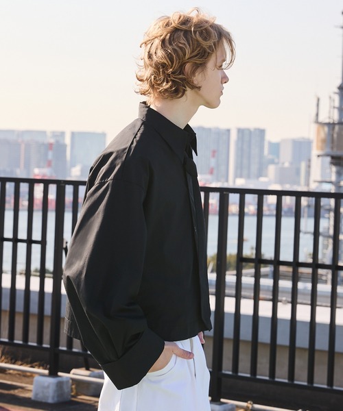 ANEDIST（アンディスト）の「ネクタイ付きワイドスリーブショート丈シャツ（シャツ/ブラウス・メンズ・ホワイト/ブラック/サックスブルー・M/L）」の8枚目の写真