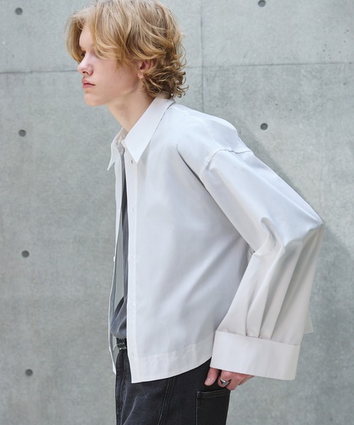 ANEDIST（アンディスト）の「ネクタイ付きワイドスリーブショート丈シャツ（シャツ/ブラウス・メンズ・ホワイト/ブラック/サックスブルー・M/L）」の19枚目の写真