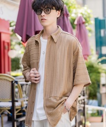 Rocky Monroe（ロッキーモンロー）の「オーバーサイズ レース切替半袖シアーシャツ（シャツ/ブラウス・メンズ）」