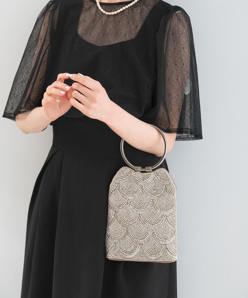 URBAN RESEARCH ROSSO WOMEN(アーバンリサーチ ロッソ)の「リングハンドルビジューバッグ(ハンドバッグ・レディース・ベージュ/シルバー・-)」の3枚目の写真