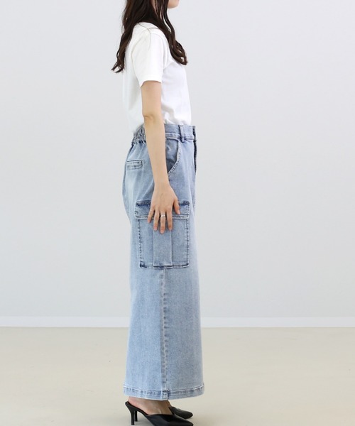Aletta vita(アレッタビータ)の「ストレッチデニムカーゴスカート(デニムスカート・レディース・ワンウォッシュ/ブルー・M/L)」の7枚目の写真