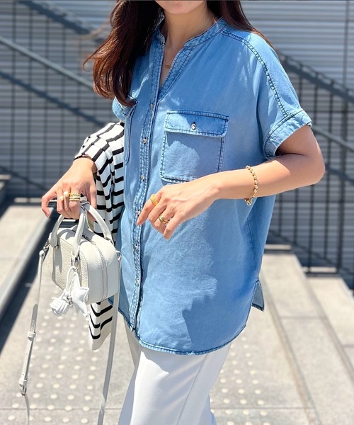 GOLD釦キーネックデニムシャツ Emma Taylor│STYLEDOOR スタイルドア