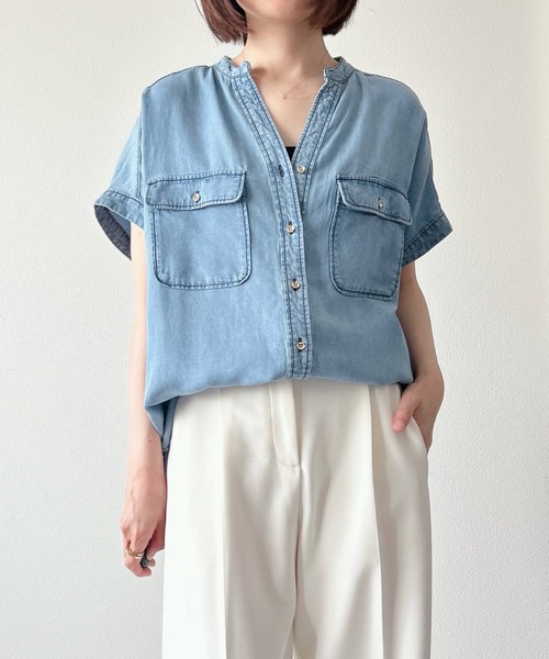 GOLD釦キーネックデニムシャツ Emma Taylor│STYLEDOOR スタイルドア