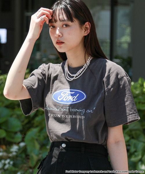 RAGEBLUE（レイジブルー）の「GOOD ROCK SPEED/FORDロゴプリントTシャツ2（Tシャツ/カットソー・レディース・オフホワイト/ブラック・FREE）」の2枚目の写真