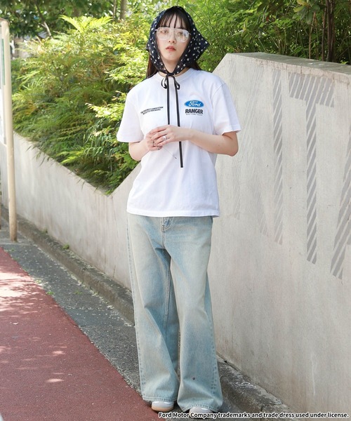 RAGEBLUE（レイジブルー）の「GOOD ROCK SPEED/FORDロゴプリントTシャツ2（Tシャツ/カットソー・レディース・オフホワイト/ブラック・FREE）」の4枚目の写真