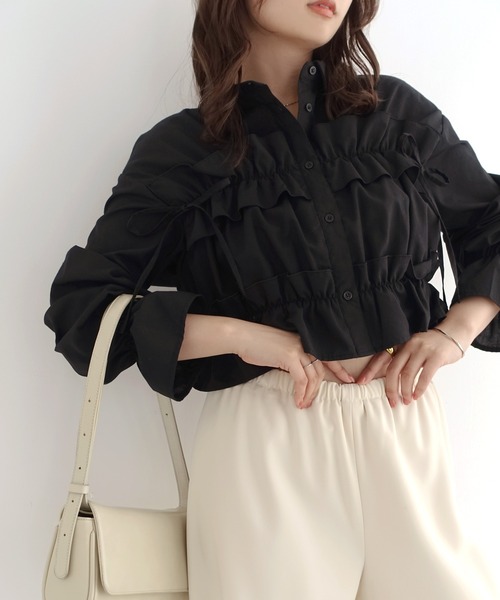 短丈フリルブラウス SNIDEL（スナイデル）の「短丈フリルブラウス（シャツ/ブラウス