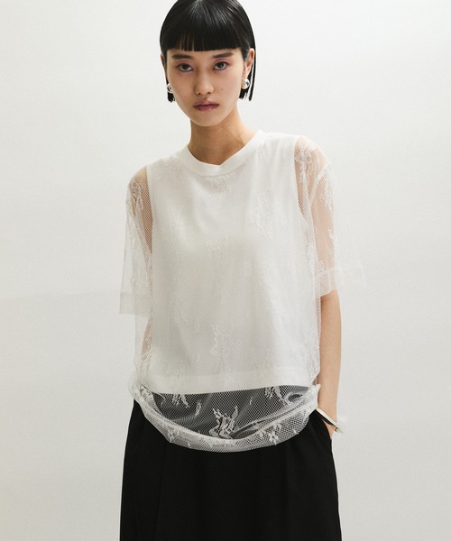 【新品タグ付き】アダムエロペ　レースTEE セール】レースTEE（Tシャツ/カットソー）｜ADAM ET ROPE