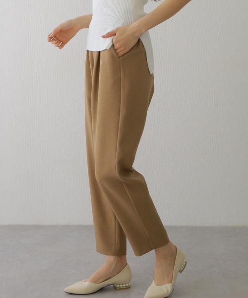 【新品】BEIGE.ベイジ 洗える♡テーパードパンツ バックスリット ホワイト TAKA-Q｜ストレッチウォッシャブル シャーク テーパードパンツ
