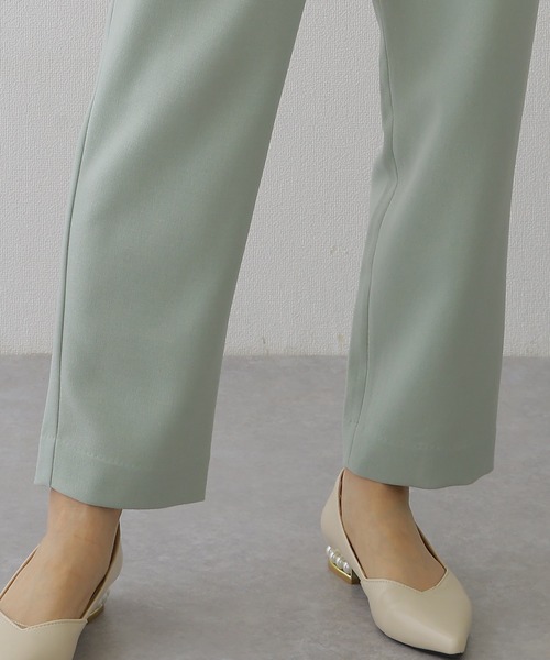 【新品】BEIGE.ベイジ 洗える♡テーパードパンツ バックスリット ホワイト TAKA-Q｜ストレッチウォッシャブル シャーク テーパードパンツ