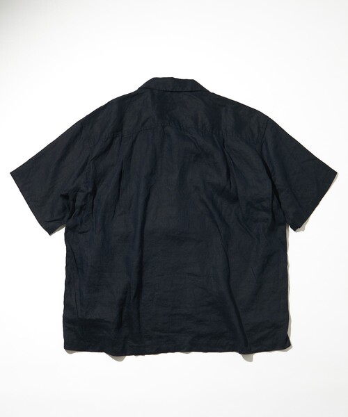 【CAHLUMN】Linen Open Collar Shirt 黒 CAHLUMN/カウラム Belgium Linen Open Collar Shirt 1.1