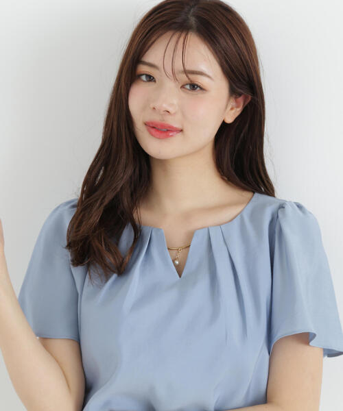 PROPORTION BODY DRESSING(プロポーションボディドレッシング)の「タックパールバーブラウス / 1215110506(シャツ/ブラウス・レディース・ブラック/ブルー/ホワイト系その他・SMALL/MEDIUM)」の7枚目の写真