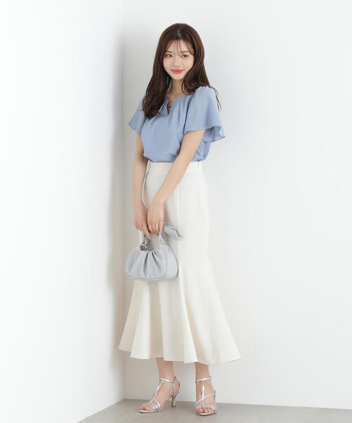 PROPORTION BODY DRESSING(プロポーションボディドレッシング)の「タックパールバーブラウス / 1215110506(シャツ/ブラウス・レディース・ブラック/ブルー/ホワイト系その他・SMALL/MEDIUM)」の8枚目の写真