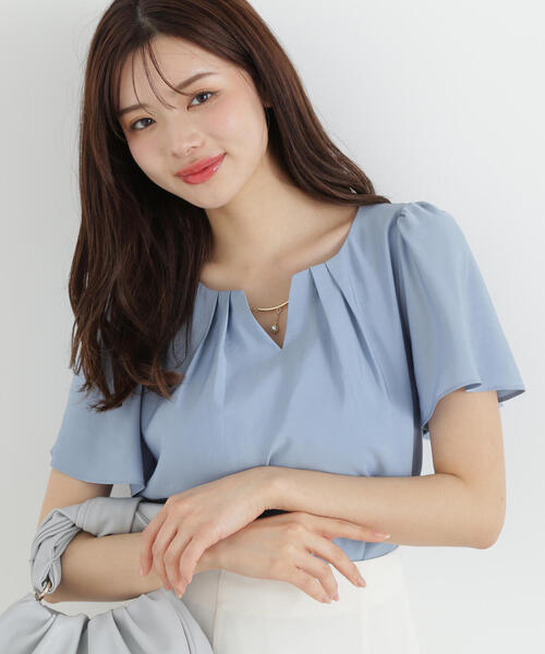 PROPORTION BODY DRESSING(プロポーションボディドレッシング)の「タックパールバーブラウス / 1215110506(シャツ/ブラウス・レディース・ブラック/ブルー/ホワイト系その他・SMALL/MEDIUM)」の2枚目の写真