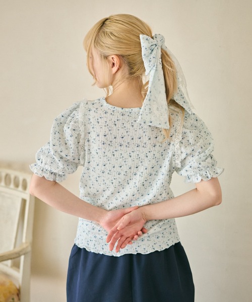アレクサンドルドゥパリ キティちゃんリボンバレッタ水色 セール】【クティールとレトロ】花柄レースリボンバレッタ
