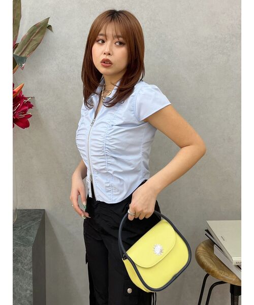 EVRIS（エヴリス）の「フロントジップシャーリングクロップドシャツ（シャツ/ブラウス・レディース・グレー/ブルー/ホワイト・FREE）」の20枚目の写真