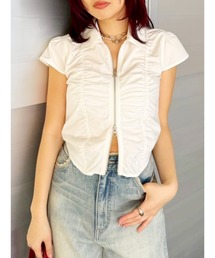 EVRIS | フロントジップシャーリングクロップドシャツ(シャツ/ブラウス)