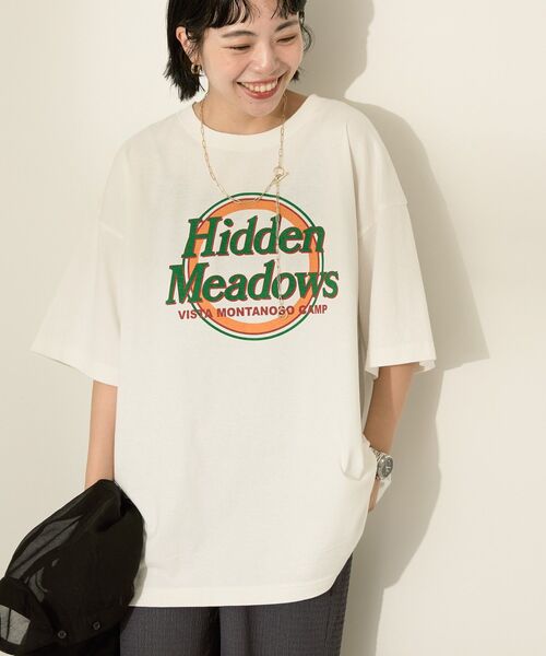 AMERICAN HOLIC(アメリカンホリック)の「サークルロゴTシャツ(Tシャツ/カットソー・レディース・オフホワイト/チャコールグレー/ホワイト系その他・FREE)」の4枚目の写真