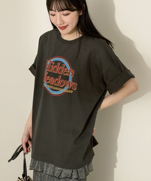 AMERICAN HOLIC(アメリカンホリック)の「サークルロゴTシャツ(Tシャツ/カットソー・レディース・オフホワイト/チャコールグレー/ホワイト系その他・FREE)」の11枚目の写真