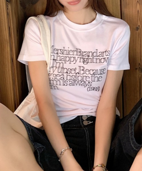 Vipoa（ヴィポア）の「ロゴスリムTEE（Tシャツ/カットソー・レディース・ブラック/ネイビー/ホワイト/ライトグレー・FREE）」の7枚目の写真
