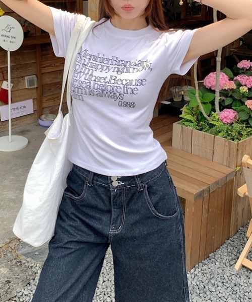 Vipoa（ヴィポア）の「ロゴスリムTEE（Tシャツ/カットソー・レディース・ブラック/ネイビー/ホワイト/ライトグレー・FREE）」の9枚目の写真