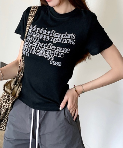 Vipoa（ヴィポア）の「ロゴスリムTEE（Tシャツ/カットソー・レディース・ブラック/ネイビー/ホワイト/ライトグレー・FREE）」の11枚目の写真