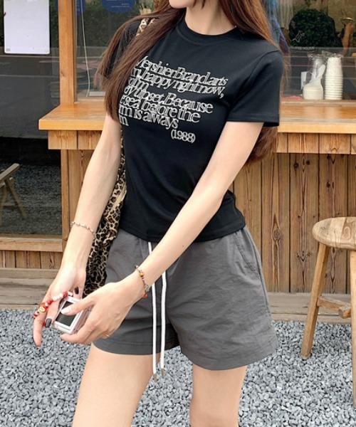 Vipoa（ヴィポア）の「ロゴスリムTEE（Tシャツ/カットソー・レディース・ブラック/ネイビー/ホワイト/ライトグレー・FREE）」の13枚目の写真