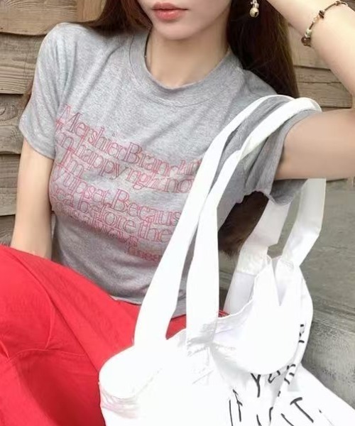 Vipoa（ヴィポア）の「ロゴスリムTEE（Tシャツ/カットソー・レディース・ブラック/ネイビー/ホワイト/ライトグレー・FREE）」の19枚目の写真