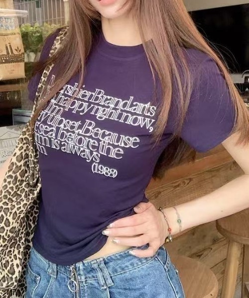 Vipoa（ヴィポア）の「ロゴスリムTEE（Tシャツ/カットソー・レディース・ブラック/ネイビー/ホワイト/ライトグレー・FREE）」の21枚目の写真