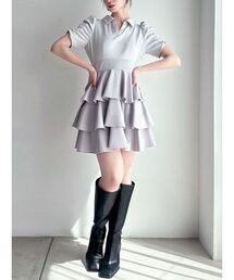 ボリュームフレアミニワンピース