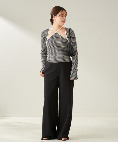 plage×JANE SMITHブラックリブ編み長袖カットソー セール】JANE SMITH / ジェーンスミス BORDER RIB キャミソール