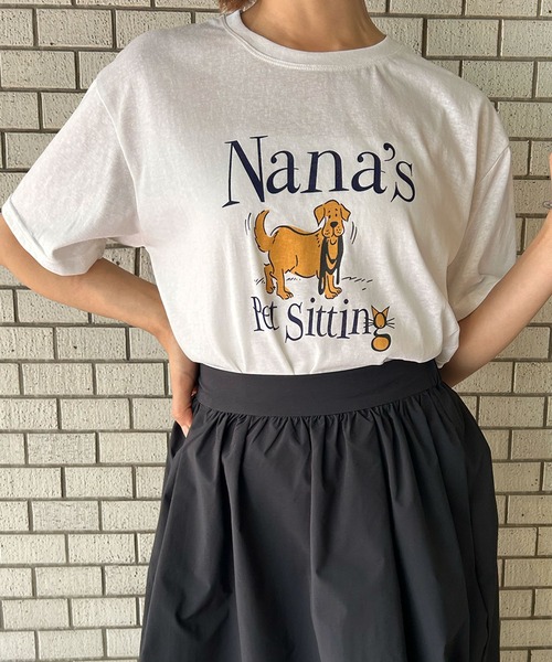 LOWO(ロワ)の「綿混アニマルプリントTシャツ カットソー(Tシャツ/カットソー・レディース・ネイビー/ブルー/ホワイト/ライトグレー・FREE)」の2枚目の写真