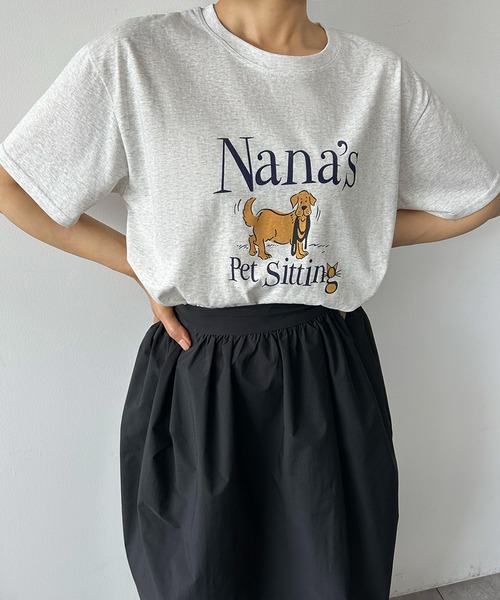 LOWO(ロワ)の「綿混アニマルプリントTシャツ カットソー(Tシャツ/カットソー・レディース・ネイビー/ブルー/ホワイト/ライトグレー・FREE)」の3枚目の写真
