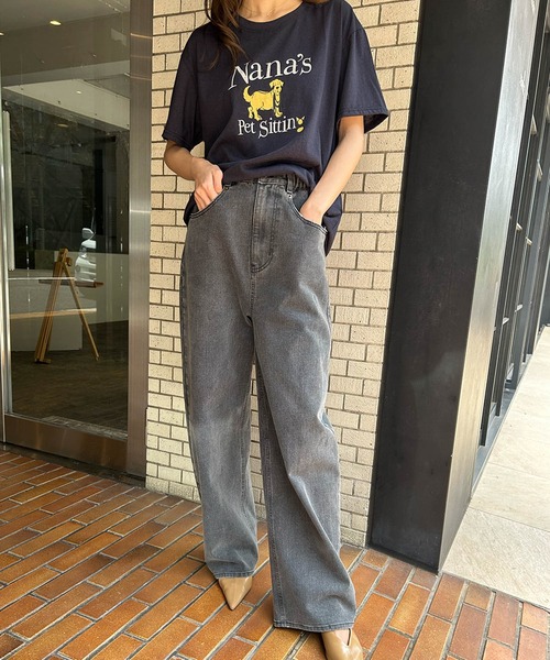 LOWO(ロワ)の「綿混アニマルプリントTシャツ カットソー(Tシャツ/カットソー・レディース・ネイビー/ブルー/ホワイト/ライトグレー・FREE)」の8枚目の写真
