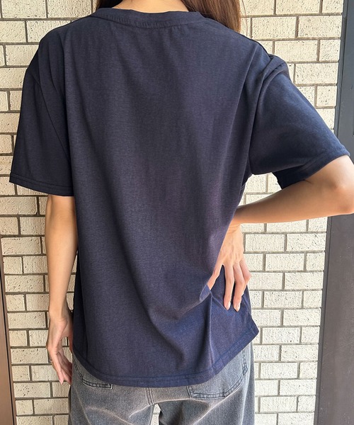 LOWO(ロワ)の「綿混アニマルプリントTシャツ カットソー(Tシャツ/カットソー・レディース・ネイビー/ブルー/ホワイト/ライトグレー・FREE)」の10枚目の写真