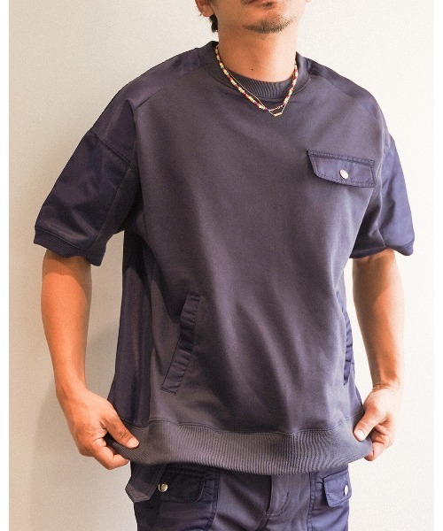 #Re:room(リルーム)の「スイッチングスウェットTシャツ(Tシャツ/カットソー・メンズ・ネイビー/ブラック/カーキ・S-M/M-L)」の3枚目の写真