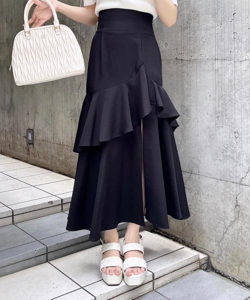 INGNI（イング）の「バックレースアップアシメスリットスカート／A（スカート・レディース・グレー/ブラック/ライトベージュ/ライトグリーン・FREE）」の14枚目の写真